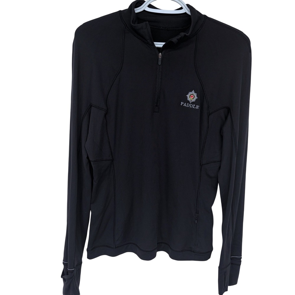Lululemon Rulu Cropped 1/2 Zip Womens Size‎ 10 Large Black Activewear Thumbholes